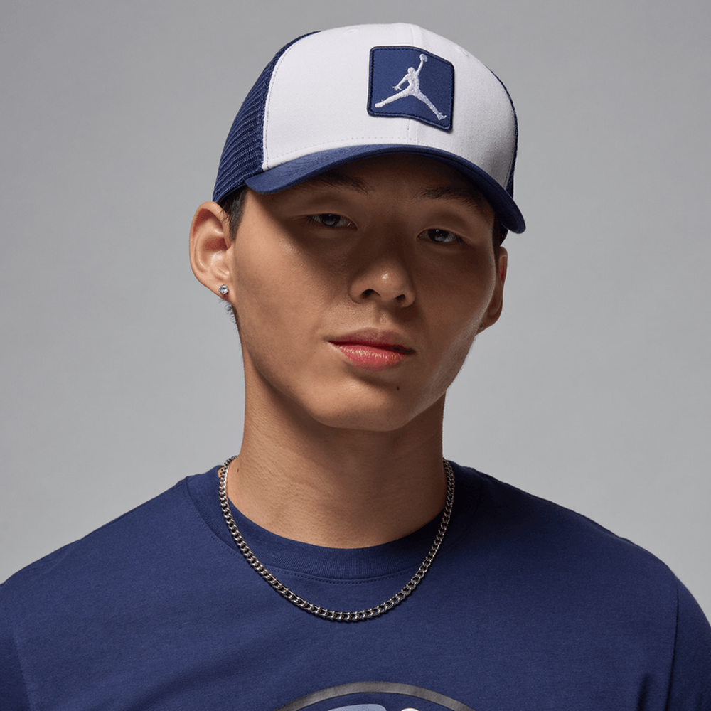 Nike Rise Jumpman Trucker Cap White Blue