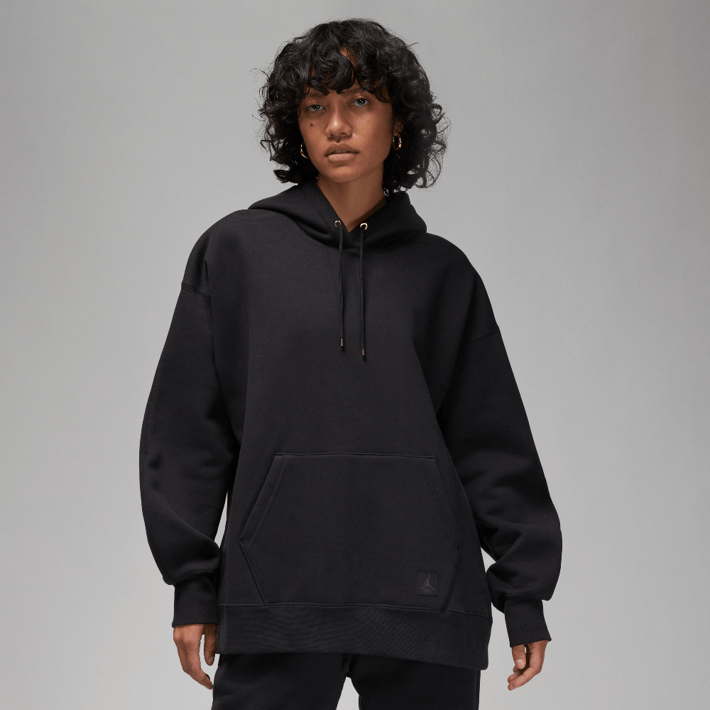AIR JORDAN Flight Fleece Women's Satin-Lined Pullover Hoodie Black