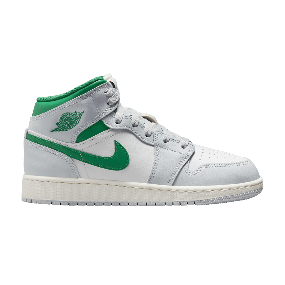 AIR JORDAN 1 Mid White Pure Platinum Pine Green (GS)