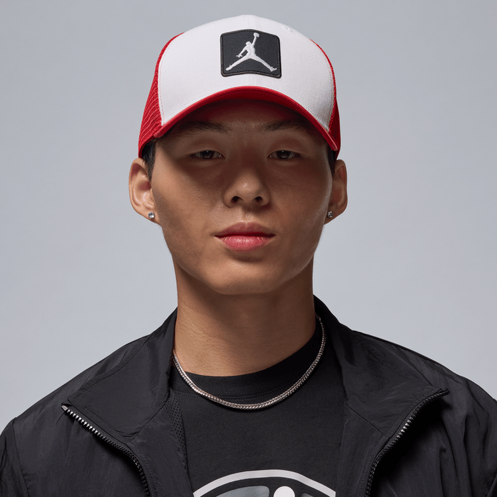 Nike Rise Jumpman Trucker Cap White Red