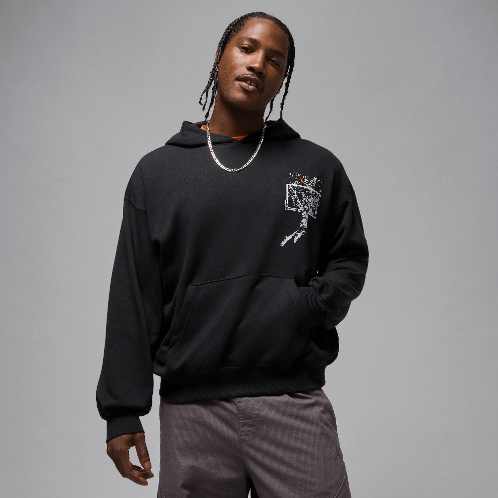 AIR JORDAN Brooklyn Men's Oversized Pullover Hoodie Black/Starfish