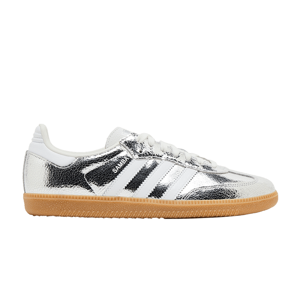 Adidas Samba OG Silver Metallic Cracked Leather (Women's)